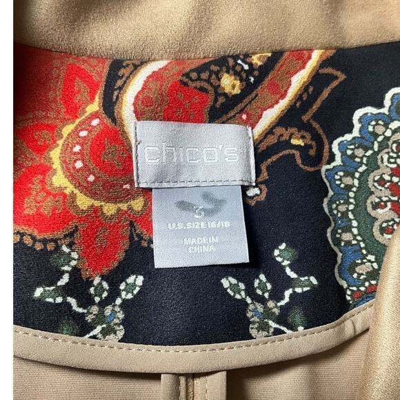 Chicos Paisley Long Swing Coat Boho Artsy Duster Jacket Travel Open Front Size3 - Picture 8 of 12